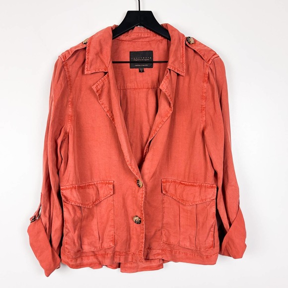 Sanctuary Jackets & Blazers - Sanctuary Size M Lyocell Utility Blazer Jacket Roll Tab Salmon Orange